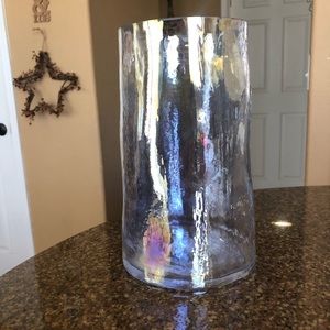 Large Iridescent Rainbow Glass Floral Vase